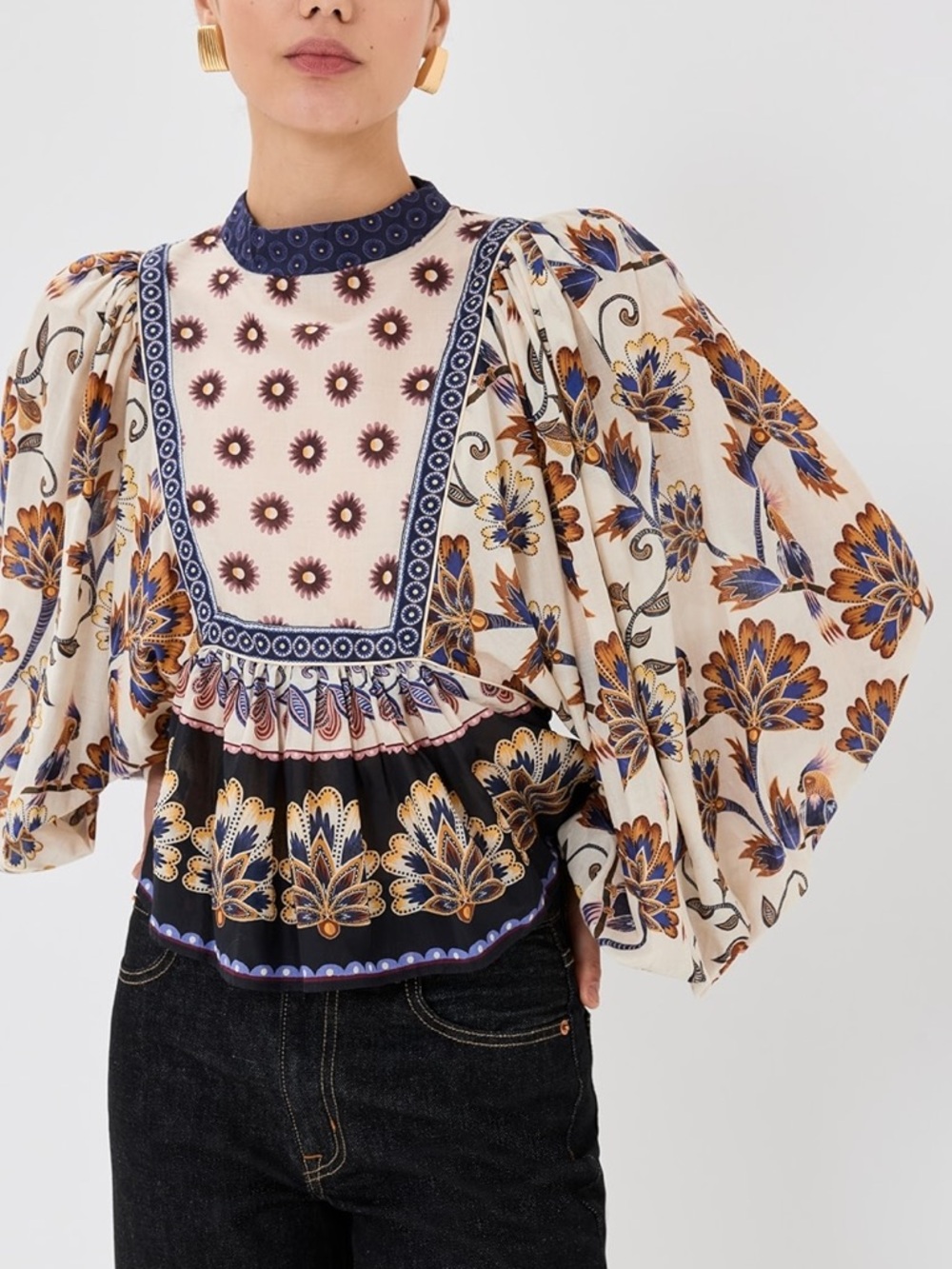FARM RIO ANIKA PRINTED BLOUSE SIZE LARGE